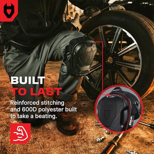 NoCry Professional Construction Knee Pads for Men and Women with Non-Slip Heavy Duty Cap and Ankle Support — Thick Foam and Gel Cushioning — Reinforced, Adjustable Straps and Military Grade Rivets - style: Improved