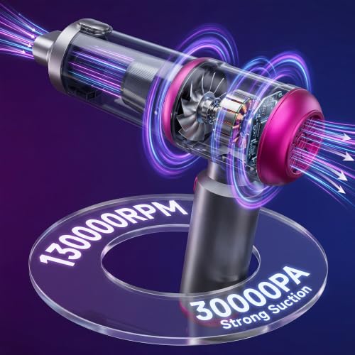 Car Vacuum Portable Cordless, 30000PA 3-in-1 Car Vacuum Cleaner High Power | LED Light, Brushless Air Duster Combo, 0.99lbs Lightweight Compact Mini Cordless Vacuum Cleaner for Car, Home, Pet