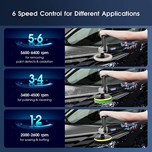 Buffer Polisher, 1200W Rotary Polisher with 6/7inch Plate for Car Detailing | Car Buffers and Polishers Kit with Speed 1600-3500RPM, 2 Handle, Polishing kit for Car Boat Polihshing/Waxing/Scratch Removal
