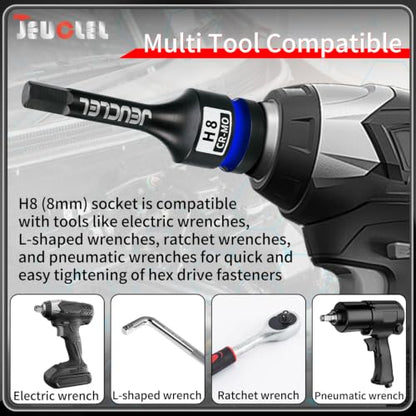8mm Hex Impact Bit Socket, H8 1/2" Drive Allen Socket, Cr-Mo Steel | 3-Inch, Lengthen Hex Screwdriver Adapter for Electric Ratchet Wrenches Fastening Screws, Socket Wrench, Head Drill - size: 1PC | H8 8MM