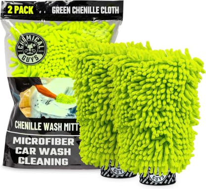 Chemical Guys Chenille Premium Scratch-Free Microfiber Wash Mitt for Car Washing,Lime Green,Ultra-Soft Car Wash Gloves,Swirl-Free Finish,Safe for Trucks,SUVs,Motorcycles,and More,(Pack of 24) - size: 24 Pack