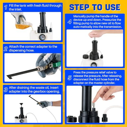 DASBET 3L Transmission Fluid Pump Kit with 12pcs ATF Adapters | Transmission Filler Pump Manual Transmission Fluid Transfer Pump w/ Pressure Gauge Automotive Transmission Dispenser Pump