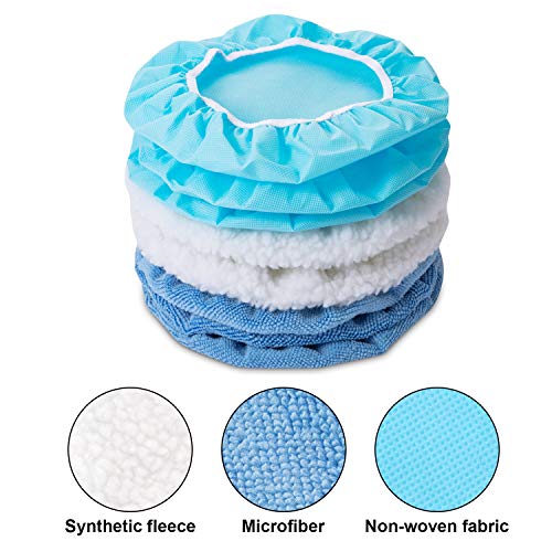 20 Pieces Car Orbital Buffer Polisher Pad Bonnet Microfiber Max Bonnet Polishing Buffing Pad Cover(7-8 Inches) - color: Blue, size: 7-8 Inches