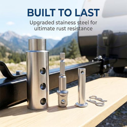 Trailer Jack Drill Adapter, Stainless Steel Top Wind Crank Handle Cordless Drill Adapter Kit with 1/2 Inch Socket Bit Attachment, Compatible with 1 Inch Jack Drive Shaft