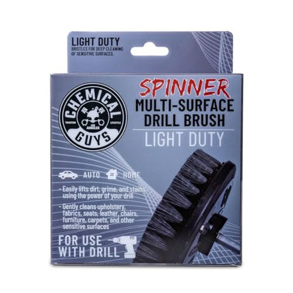Chemical Guys, Light Duty Spinner Drill Brush Attachment, Multi-Surface | Fits any standard drill to power-scrub upholstery, fabric and carpet, gently lifting stains without hand fatigue - style: Light Duty