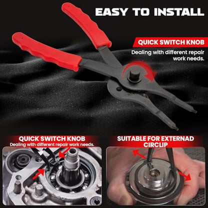 Snap Ring Pliers Set .038in - .09in | For Automobiles Lawnmowers and Farm Equipment Retaining Snap Ring and Circlip Removal Tools