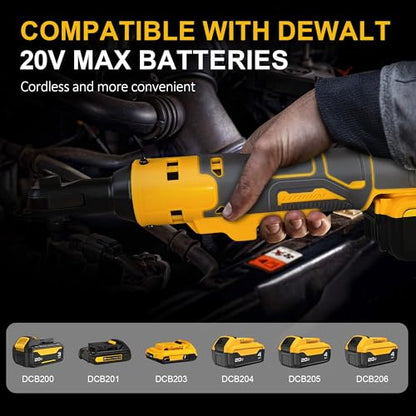 Cordless Ratchet Wrench for Dewalt 20V Battery, 3/8" Electric Ratchet Set 45 Ft-lbs (60 N.m), Variable Speed control, 580RPM Power, 8 Sockets (9/10/11/12/13/14/15/17mm) - No Battery