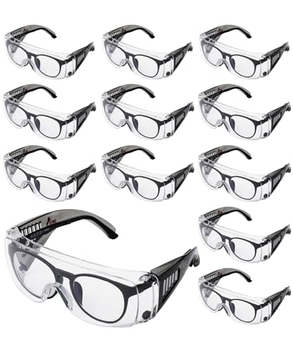 UNCO- Safety Goggles Over Glasses, Protective Goggles, Anti Fog, Work, Safety Glasses Over - color: Black, size: 12 Pack