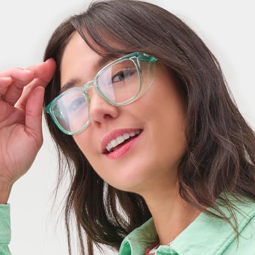 Stoggles Square Z87.1 Certified Polycarbonate Safety Glasses, Anti-Fog | Stylish, Protective, Blue-Light + UV Blocking, Top/Side Shields, Rx Ready, Unisex, Light, Scratch & Impact Resistant - color: Jade, size: Medium