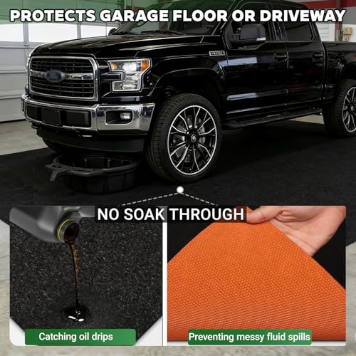 Oil Spill Mat Thick 1/3", Heavy Duty Rubber Mat for Driveway, Black 64x32 | Reusable Oil Drip Mat, Absorb Grease Water Leakproof Stain-Resistant Garage Floor Protector for Under Car Mower Outdoor - size: 64"L x 32"W x 0.3"Th