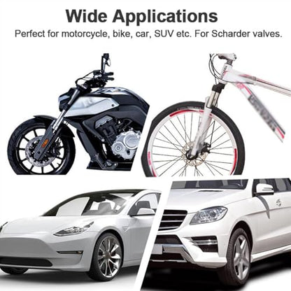 Motorcycle Tire Pressure Gauge 60 PSI, PUIBERS 2’’ dial Mechanical Tire Gauges with 90 Degree Right Angle Chuck Flexible Hose, Tires Guages for Pressure Glow in The Dark for Cars, Motos, Bicycles - size: 60PSI Motorcycle
