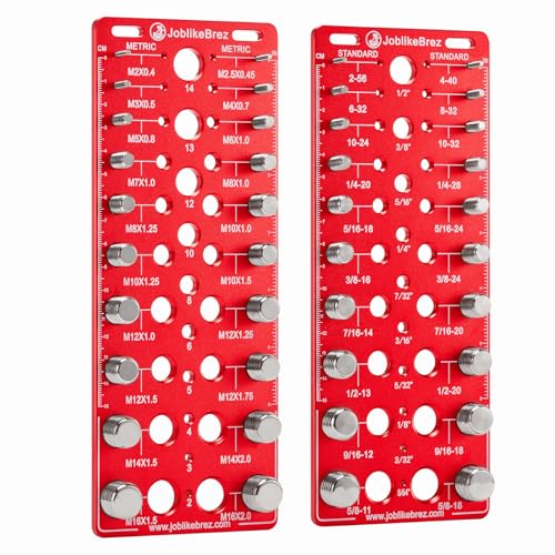 Thread Checker, 60 Nut and Bolt Thread Checker, 20 Standard & 20 Metric & 20 Drill/Screw Gauge, Bolt Size Finder, Wall-Mountable Bolt Thread Identifier Gauge with Inch & CM Ruler - size: 60 Thread Checker