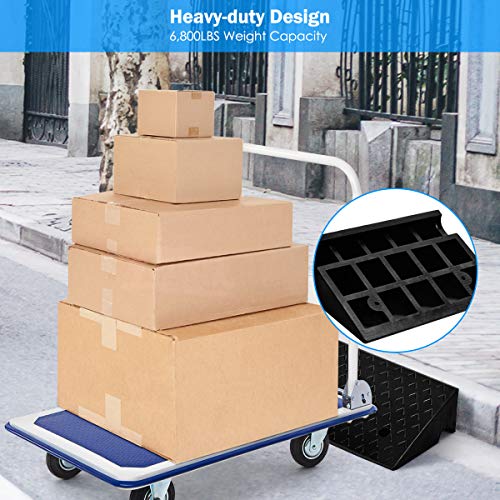 2PCS Rubber Car Curb Ramps, Portable Lightweight Threshold Ramp Set Heavy Duty Loading Ramp Slope Motorcycle Pad for Driveway, Sidewalk, Loading Dock (5" Rise) Black