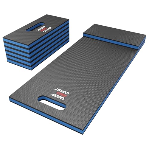 Foldable EVA Utility Mat with Handle & Strap, 47" × 15.8" High Density EVA Foam Kneeling Pad for Garage Work, Workshop Repair, Yard Tasks, Gardening - color: Blue