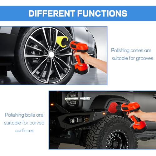 Hovom 5PCS Car Wheel Hub Drill Buffing Sponge Pads Kit, Car Polishing Foam, Sponge Buffing Cone and Polishing Ball Set, Wheel Cleaning Tools Polishing Pads for Drill Attachment (5PCS) - size: 5PCS