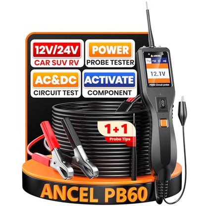 ANCEL PB60 Automotive Power Circuit Probe Tester 12-24V, All-in-One Electrical Diagnostic Tool with Component Activation, Short Finder, Digital Multimeter Ohmmeter Functions for Cars Trucks RVs ﻿ - color: Orange-Black