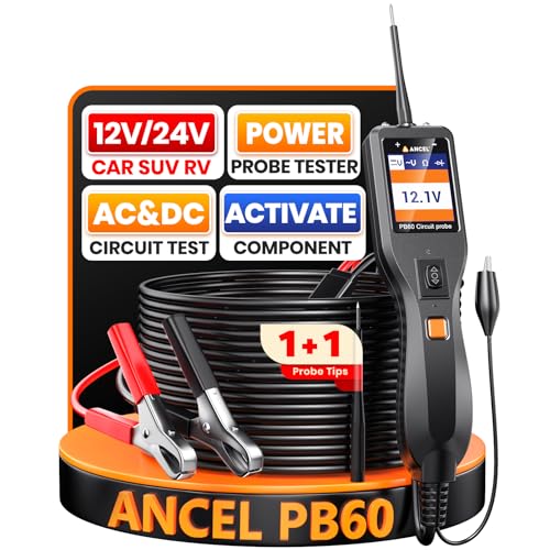 ANCEL PB60 Automotive Power Circuit Probe Tester 12-24V, All-in-One Electrical Diagnostic Tool with Component Activation, Short Finder, Digital Multimeter Ohmmeter Functions for Cars Trucks RVs ﻿ - color: Orange-Black