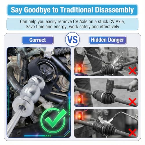 3.75 Inch CV Axle Shaft Puller Tool Kit with Slide Hammer, Heavy Duty Axle Removal Tool for Cars Trucks ATV UTV, CV Joint and Driveshaft Puller Set