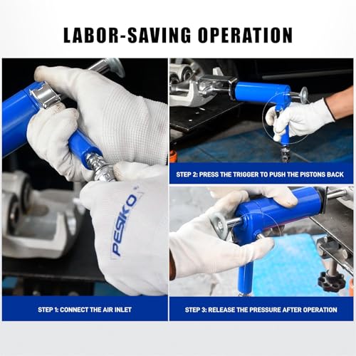Pneumatic Dual-Piston Caliper Brake Caliper Compression Tool | Air Operated, Heavy Duty, Brake Piston Compressor, Easy Brake Pad Replacement