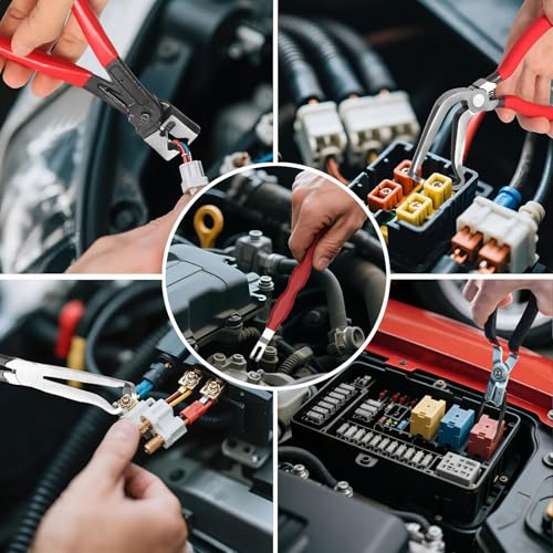 5 Pieces Electrical Disconnect Pliers for Cars, Automotive Electrical Plug Connector Disconnect Tool, Connector Separator, Hose Clamp and Relay Puller Plier for All Cars