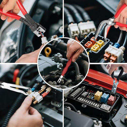 5 Pieces Electrical Disconnect Pliers for Cars, Automotive Electrical Plug Connector Disconnect Tool, Connector Separator, Hose Clamp and Relay Puller Plier for All Cars