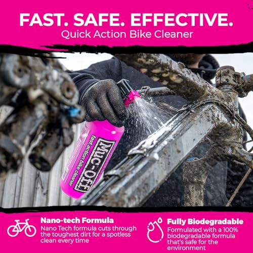 Muc-Off Nano Tech Bike Cleaner 1L | Biodegradable Formula, Safe on Carbon Fibre and All Surfaces | Breaks Down Dirt on a Molecular Level - size: 13.32 Fl Oz (Pack of 4)