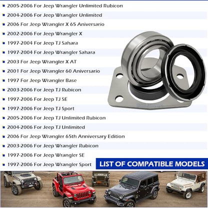 2 PCS Axle Bearing and Seal Kit W/Drum Brake for Jeep Wagoneer, Wrangler, CJ, TJ, XJ, J10, Dana 44 Rear 1997-2006 OEM#35239 36797 565903