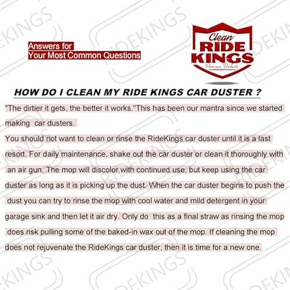 Car Duster Exterior, Wax Cotton, 3 Pcs, Red | Extendable handle auto wash brush mop. Scratch-free interior detailing kit for truck, RV & boat. - color: Red