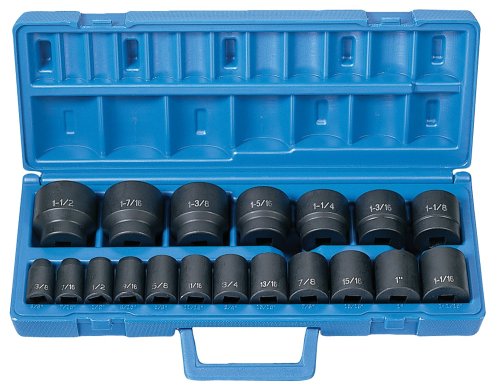 Grey Pneumatic (1319) 1/2" Drive 19-Piece Standard Length Fractional Master Socket Set - style: 19 Pc. Standard Length Fract. Master Set
