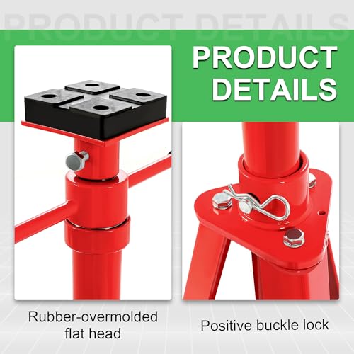 ECOTRIC 47-3/8"-84-1/2" Under Hoist Tripod Stand 2 Ton Heavy Duty High Lift | Jack Stand Reach Capacity of up to 4000lbs for Garage Repair, Shops, DIY Powder Coated Red, Underhoist Support Stand