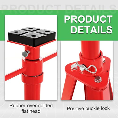 ECOTRIC 47-3/8"-84-1/2" Under Hoist Tripod Stand 2 Ton Heavy Duty High Lift | Jack Stand Reach Capacity of up to 4000lbs for Garage Repair, Shops, DIY Powder Coated Red, Underhoist Support Stand