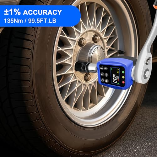 Digital Torque Wrench Adapter 1/2" Drive 5-99.5 Ft.lb/6.75-135NM, Electronic Torque Adapter with 1/4” & 3/8” Converters LCD Display ±1% Accuracy for Bike Car & Motorcycle Maintenance DIY - size: 1/2" 5-99.5 FT.LB Digital Torque Adapter