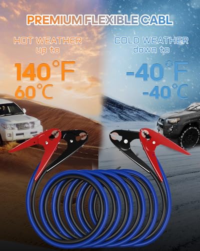 SAFEMATE 2 Gauge 18 feet Heavy Duty Jumper Cables - Automotive Booster Jumper Cables for Jump Starting Dead or Weak Batteries - size: 2 Gauge - 18 Ft