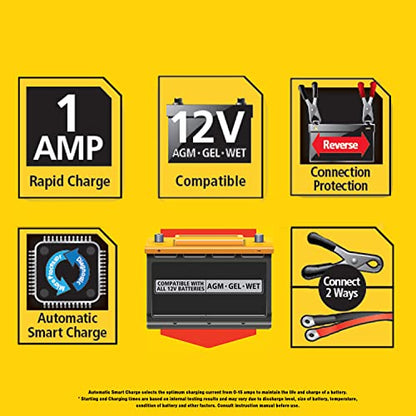 STANLEY BM1S 1 Amp Battery Charger for Vehicles | Keeps 12V Batteries Charged Up - size: 1AMP