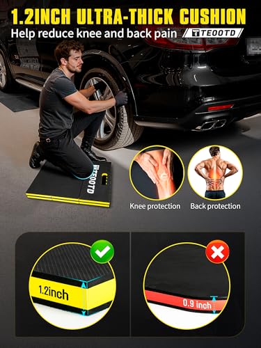 1.2" Extra Thick Foldable Mechanic Kneeling Pad with Handle & Storage Belt, 5 Fold Multi-Use Comfortable EVA Foam Cushion Mat for Workshop,Repairing,Gardening,Yardwork,Camping,Fitness,47.3x17.3x1.2"