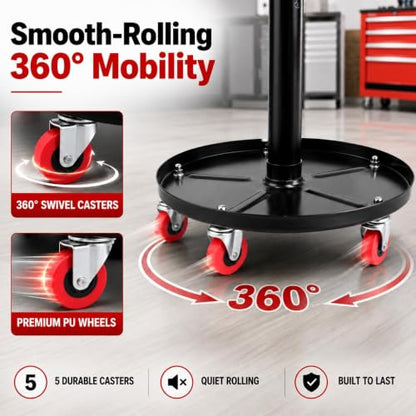 PowerSmart 330 lbs Capacity Pneumatic Roller Seat with Wheels, Adjustable Rolling Mechanic Stool with Tool Tray, Hydraulic Garage Shop Stool, Swivel Creeper Seat for Automotive Repair - size: Medium