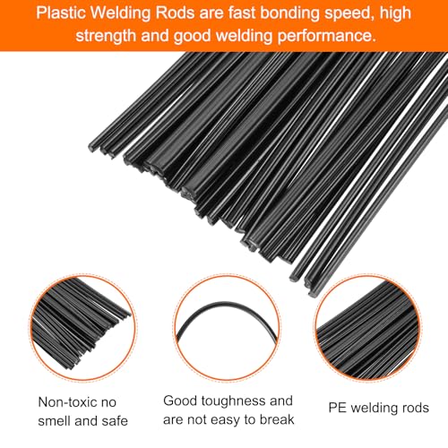 MECCANIXITY 30pcs 8 Inch Plastic Welding Rods PE Welding Strips Welder Rods for Plastic Welder, Car Bumper, Kayak Repair, Black - color: Black
