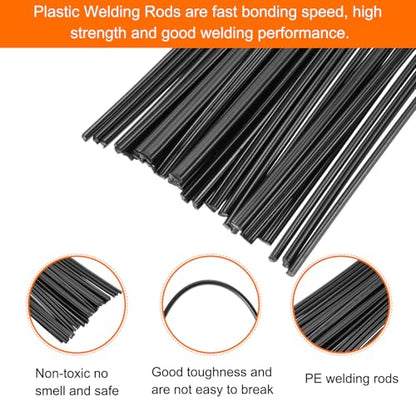 MECCANIXITY 30pcs 8 Inch Plastic Welding Rods PE Welding Strips Welder Rods for Plastic Welder, Car Bumper, Kayak Repair, Black - color: Black