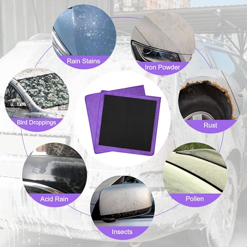 Clay Towel 2 Pack 12 x 12 Inch, Orange Clay Bar Towel for Auto Detailing Microfiber Car Cloth Cleaner Automotive for Car Detailing - color: Purple