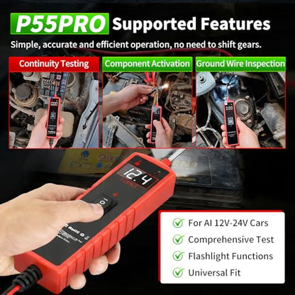 6-30V Automotive Electrical Circuit Tester - Multi-Function Car Circuit Diagnostic Tool with Voltage Detection, Component Activation, Continuity & Short Circuit Tracing for Vehicle Maintenance