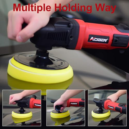 AOBEN 6/7 inch Buffer Polisher,Rotary Car Buffer,1600W Car Polisher Waxer Kit with 6 Variable Speed 1000-3500RPM & 4 Polishing Pads,Detachable Handle for Car Polishing and Waxing - size: AT3501C-1