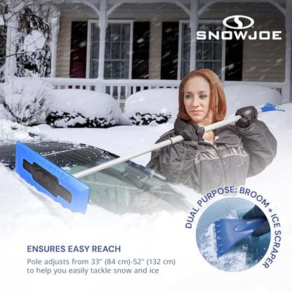 Snow Joe 18" Telescoping Snow Broom & Ice Scraper for Cars, No-Scratch Foam Brush - Long and Extendable Ice Removal Tool for Car Window and Automotive Windshield, SJBLZD