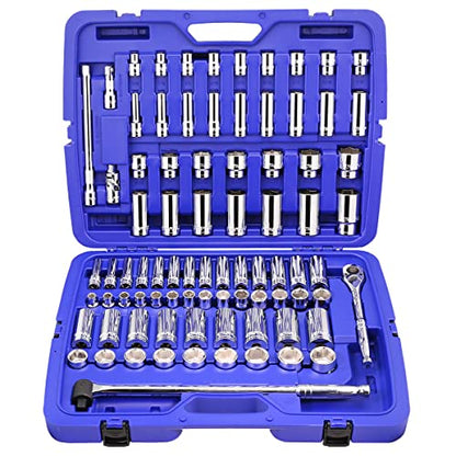 Stark Elite 1/2" Drive 84pcs Impact Socket MASTER SET, SAE & Metric from 3/8 Inch - 1-5/16 Inch, 10mm - 32mm, Standard/Deep Sockets with Case - style: 84pcs SAE/Metric Impact Socket Set
