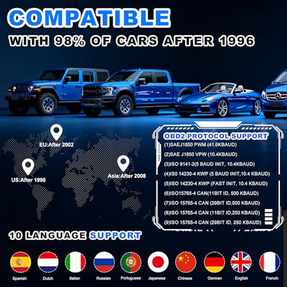 OBD2 Scanner Tool, Upgraded V519 Vehicle Code Reader for Check Engine Light Clear Fault Codes, Live Data Professional OBDII Scan Tool for 1996 OBD2 Protocol Vehicle, Blue