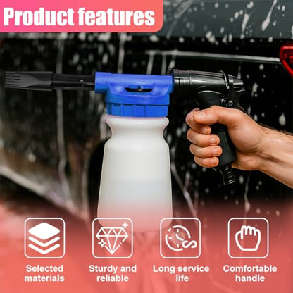 YoRise Car Wash Foam Gun, Adjustable Foam Cannon for Hose, Car Wash Sprayer with 6 Levels of Foams Concentration, Car Washing Soap Sprayer Connect to Any Garden Hose (Blue) - color: Blue