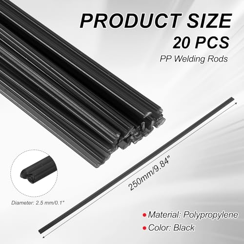 Plastic Welding Rods, Welder Rod High-Strength Waterproof Fit for Repairing Plastic Bumper Kayaks Car Bumpers - color: Black