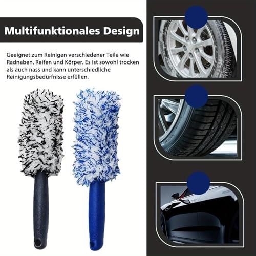 Car Wheel Cleaning Brush, Microfiber Wheel Rim Brush for Car Detailing, No Scratch Wheel Cleaner Brush with Comfortable Grip, for Cleaning Wheels, Rims, Tires, and Car Interior