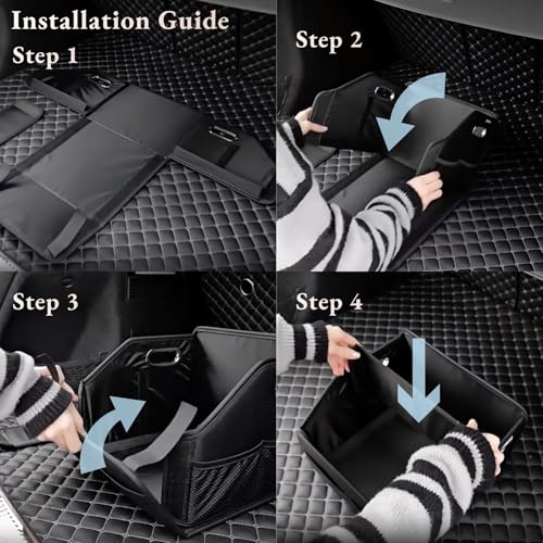 Car Storage Organizer Car Caddy Compact PU Leather Multipurpose Bin for Trunk, Front Seat, Back Seat & Car Floor