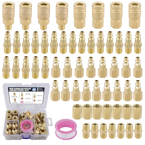 Air Coupler & Plug Kit,60Pcs 1/4 Inch NPT Air Tool Fittings Set,Quick Connect Air Hose Fittings Air Compressor Accessories