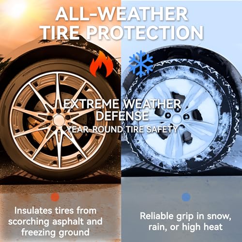 Tire Saver Ramps Set of 4, 60000 lbs Capacity Prevent Flat Spots Protect Car & RV Tires Heavy Duty Non-Slip Rubber Easy to Carry